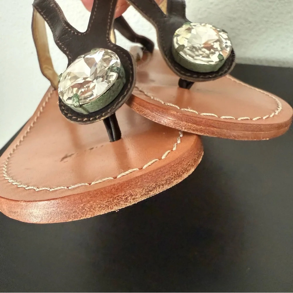 SCHETTINO DI CAPRI Leather Sandals Embellished with Crystal
